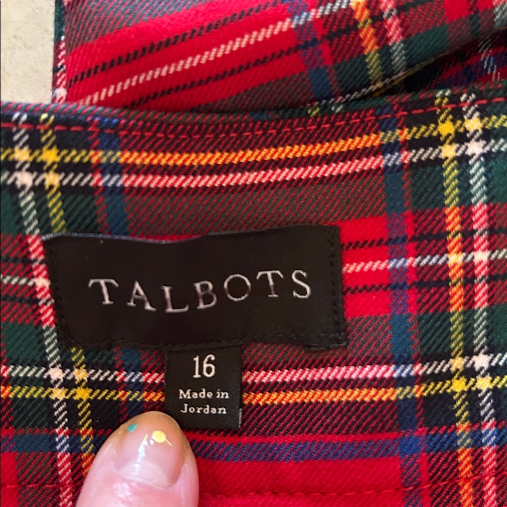 Talbots Slim Hampshire Ankle Pants Size 16 NWOT Classic Tartan Red Plaid Pattern - Picture 3 of 15